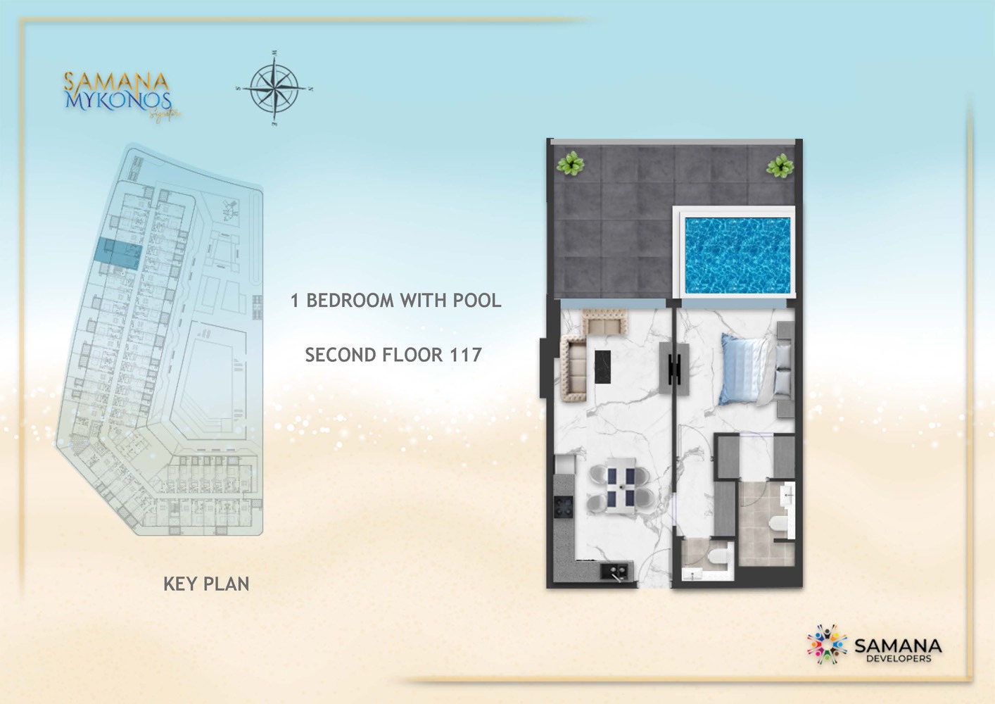Samana Mykonos Signature 1 Bed Layout