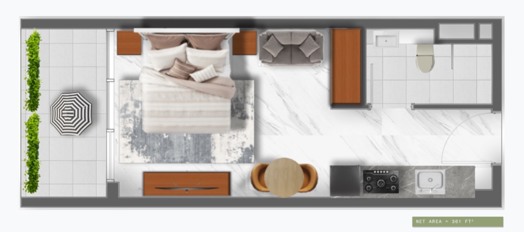 Samana Park Views Studio Layout