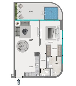 1 Bed 767 Sq. Ft. Apartment in Samana Parkville