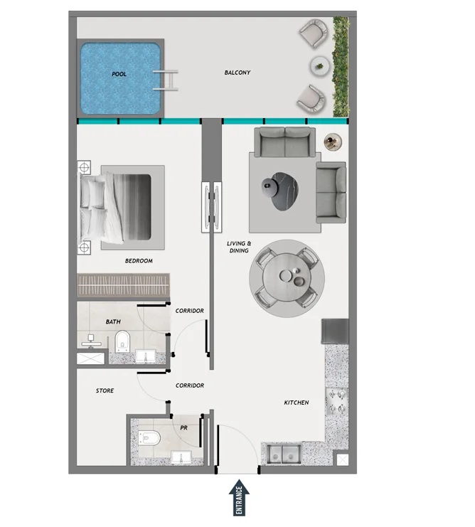 1 Bed 773 Sq. Ft. Apartment in Samana Parkville