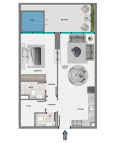 1 Bed 773 Sq. Ft. Apartment in Samana Parkville