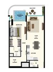 Samana Rome 1 Bed Layout