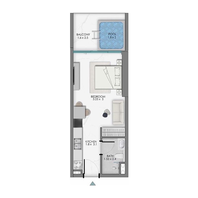 400 Sq. Ft. Studio in Samana Sky Views