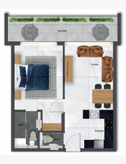 1 Bed 744 Sq. Ft. Apartment in Samana Waves Residences