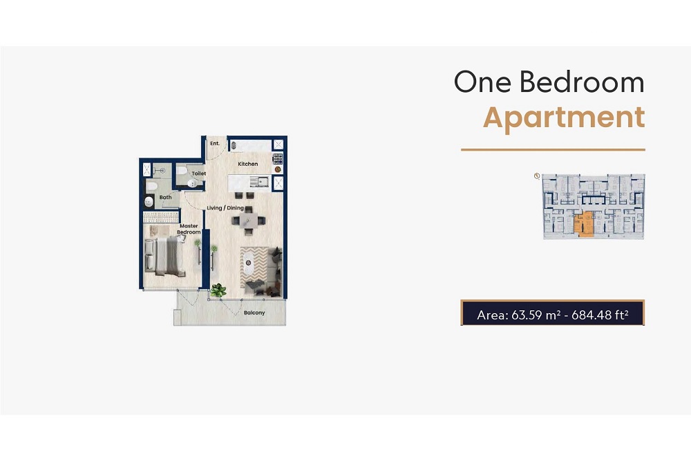 Samha Residence 2 1 Bed Layout