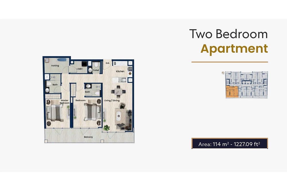 Samha Residence 2 2 Beds Layout