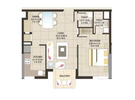 SASD Suncity Homes 1 Bed Layout