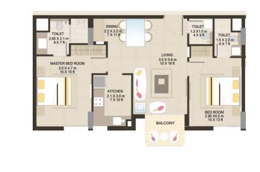 SASD Suncity Homes 2 Beds Layout