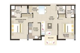 2 Beds 825 Sq. Ft. Apartment in SASD Suncity Homes