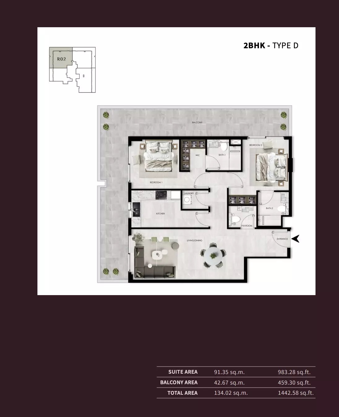 SCC Willows Residences 2 Beds Layout