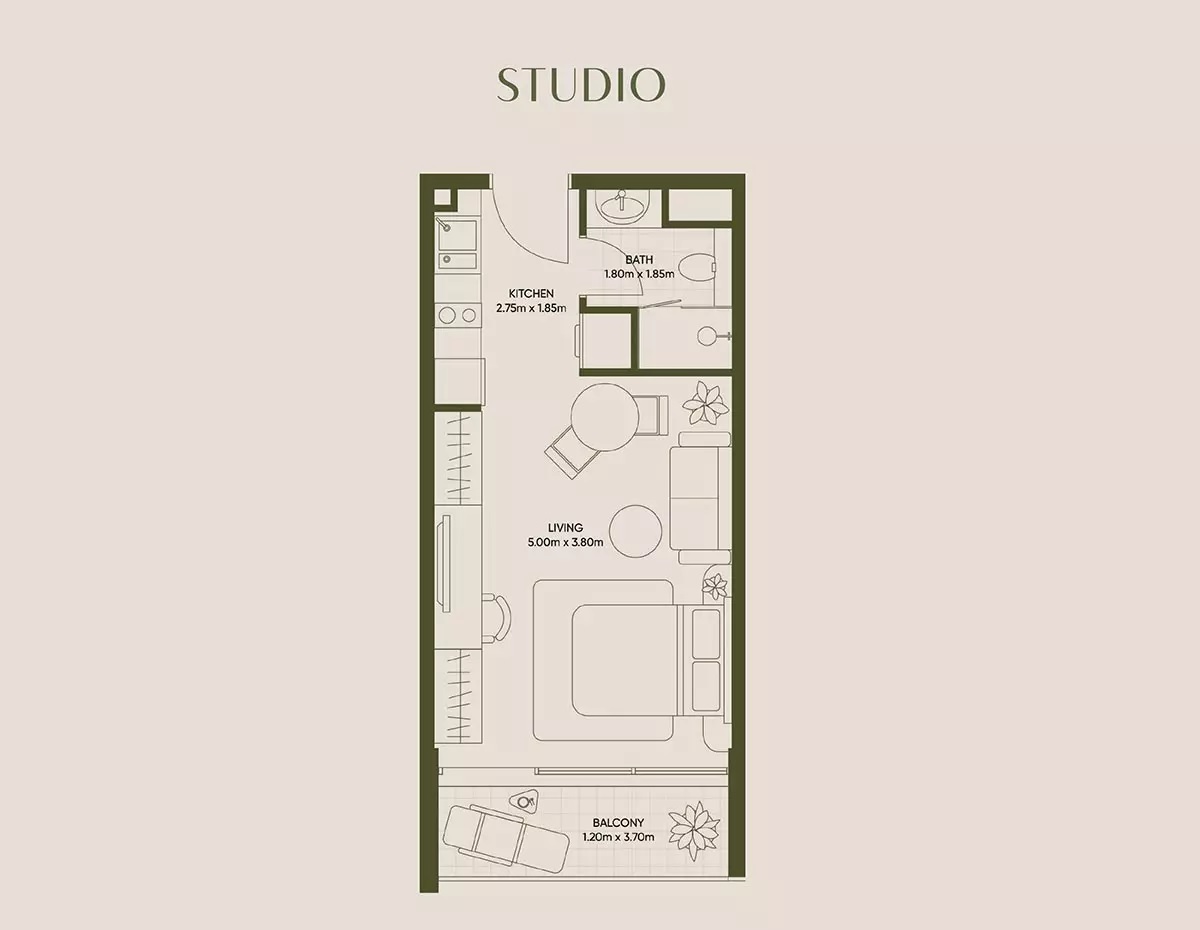 Segrex Olivia Gardens Residence Studio Layout