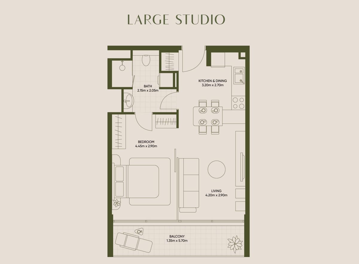 Segrex Olivia Gardens Residence Studio Layout