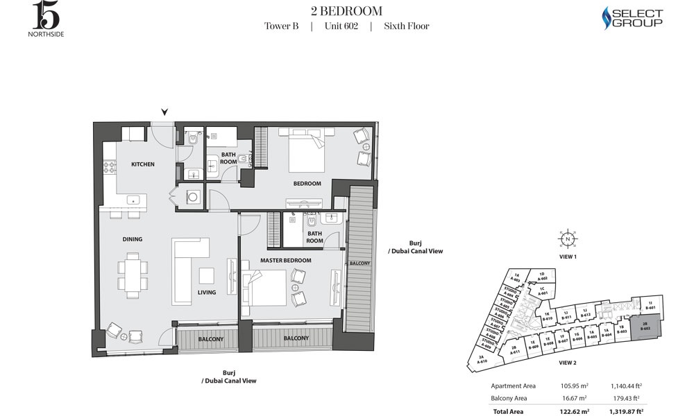 Select 15 Northside Apartments 2 Beds Layout