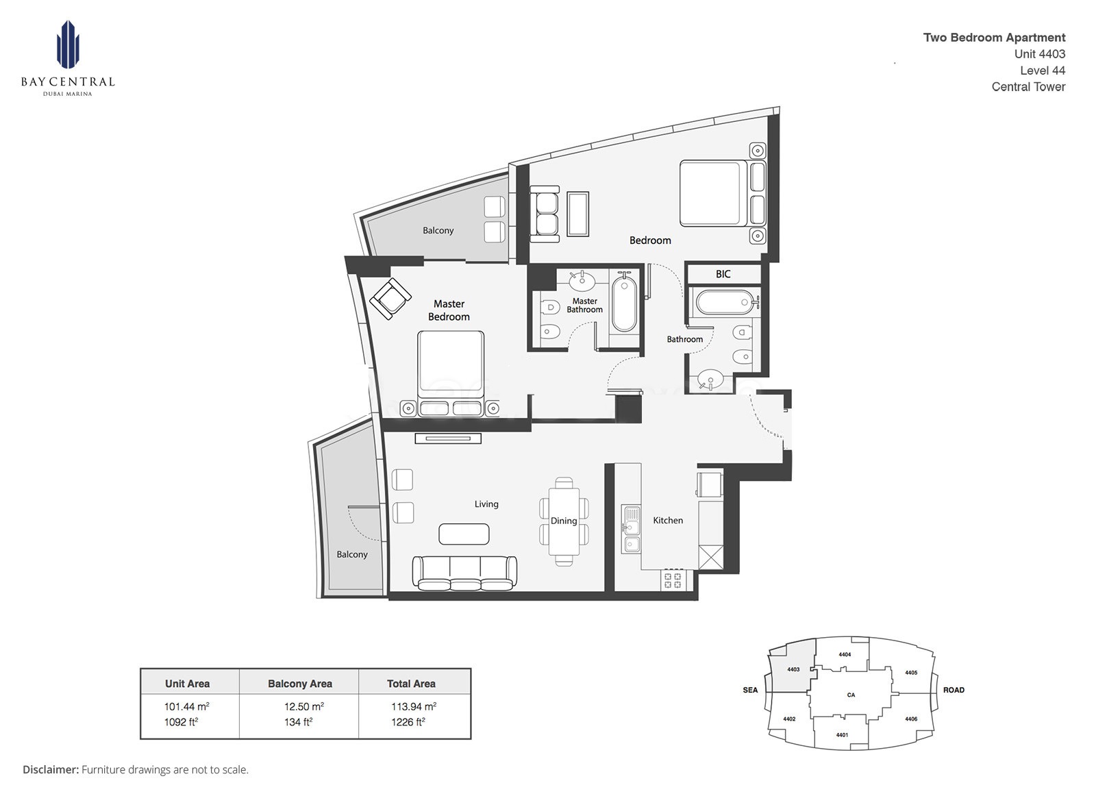 Select Bay Central 2 Beds Layout