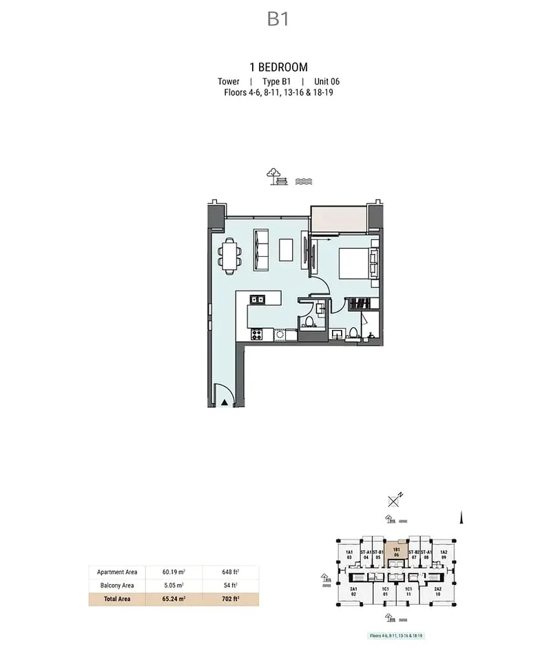 Select Peninsula Five The Signature Collection 1 Bed Layout