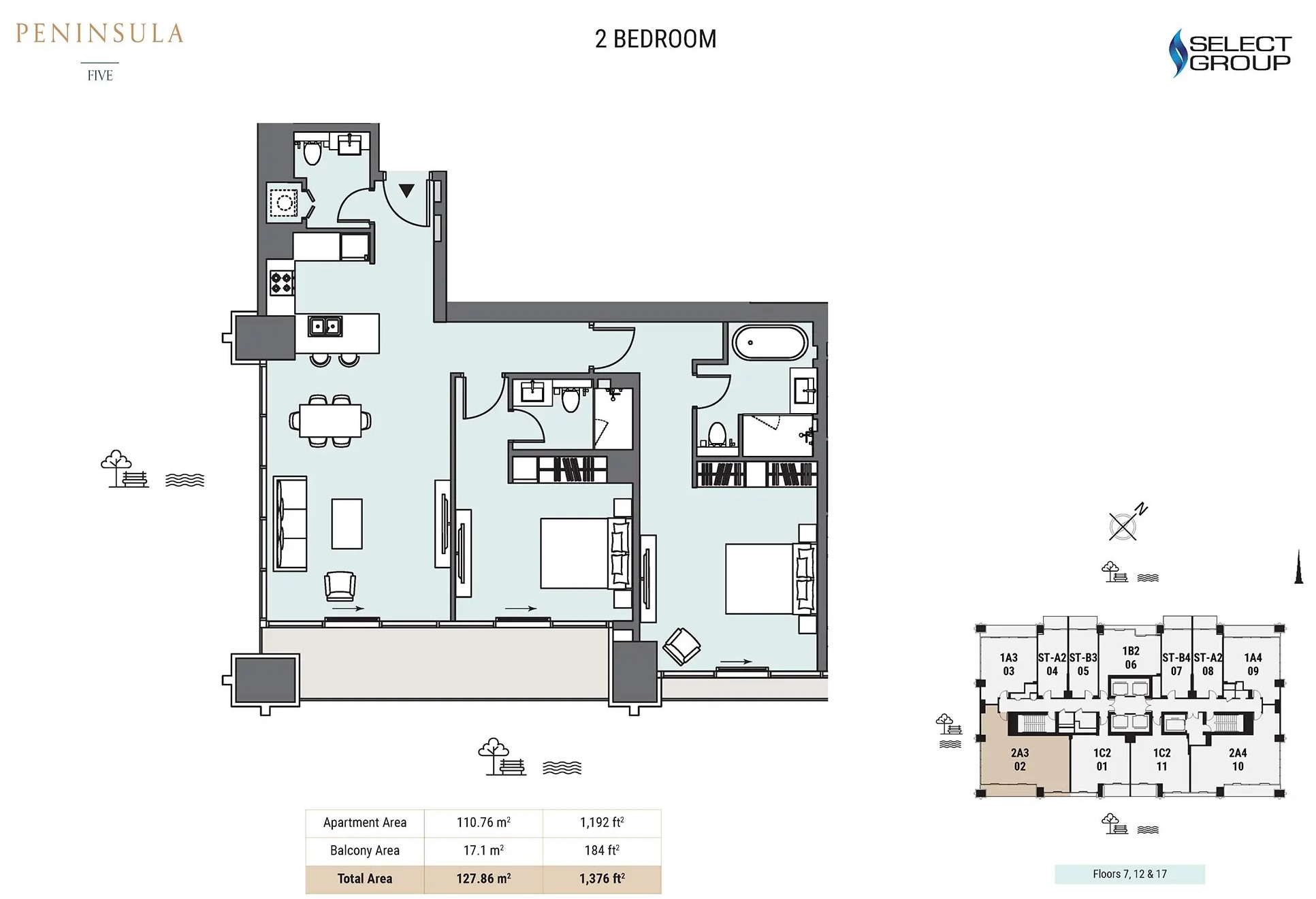 Select Peninsula Five The Signature Collection 2 Beds Layout
