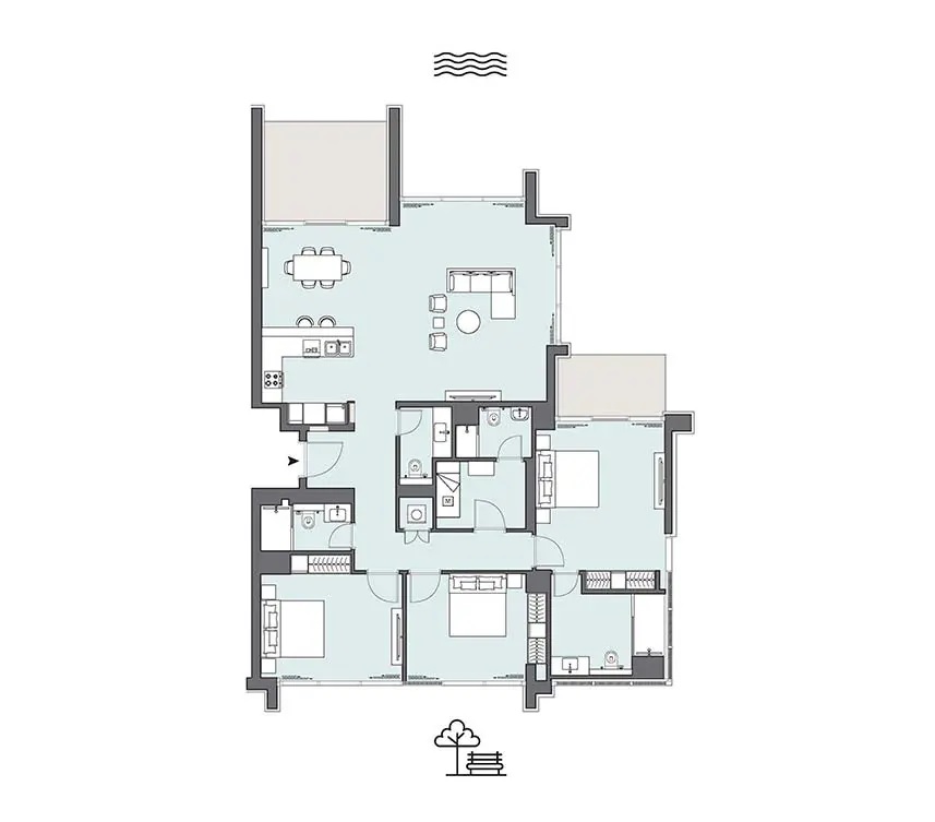 Select Peninsula One 3 Beds Layout
