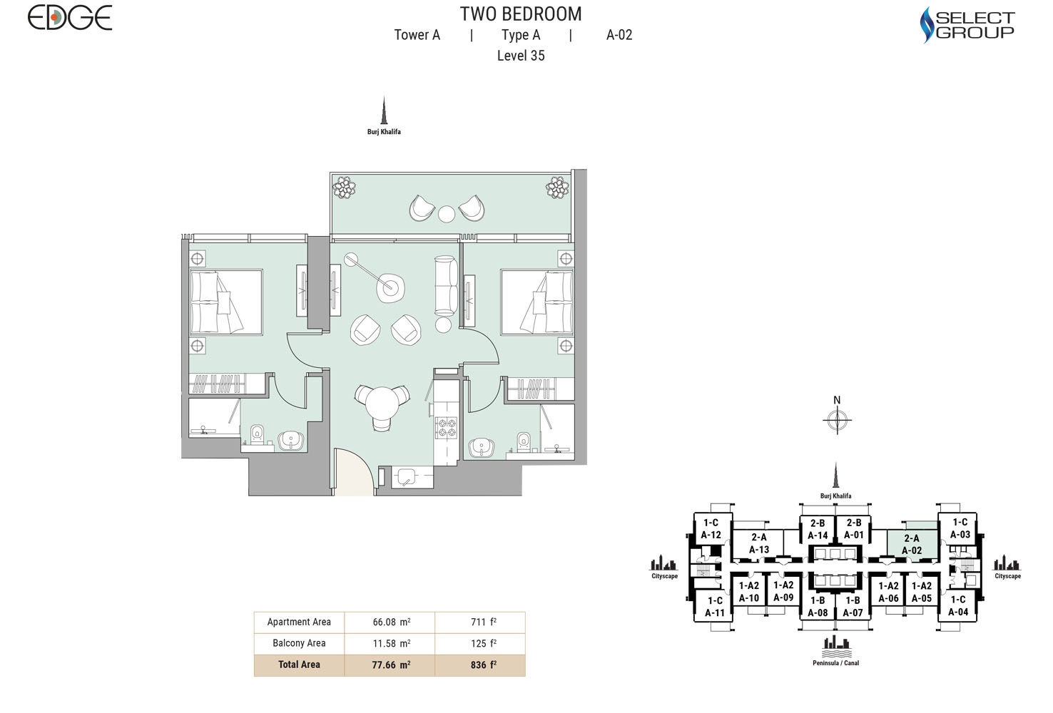 Select The Edge 2 Beds Layout
