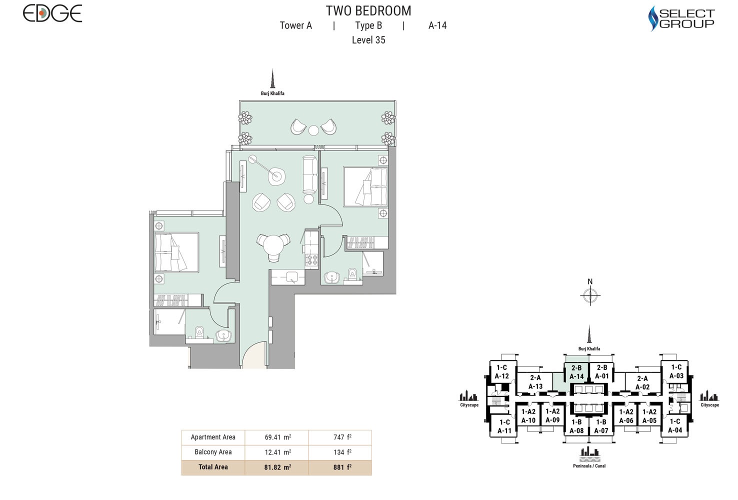 Select The Edge 2 Beds Layout