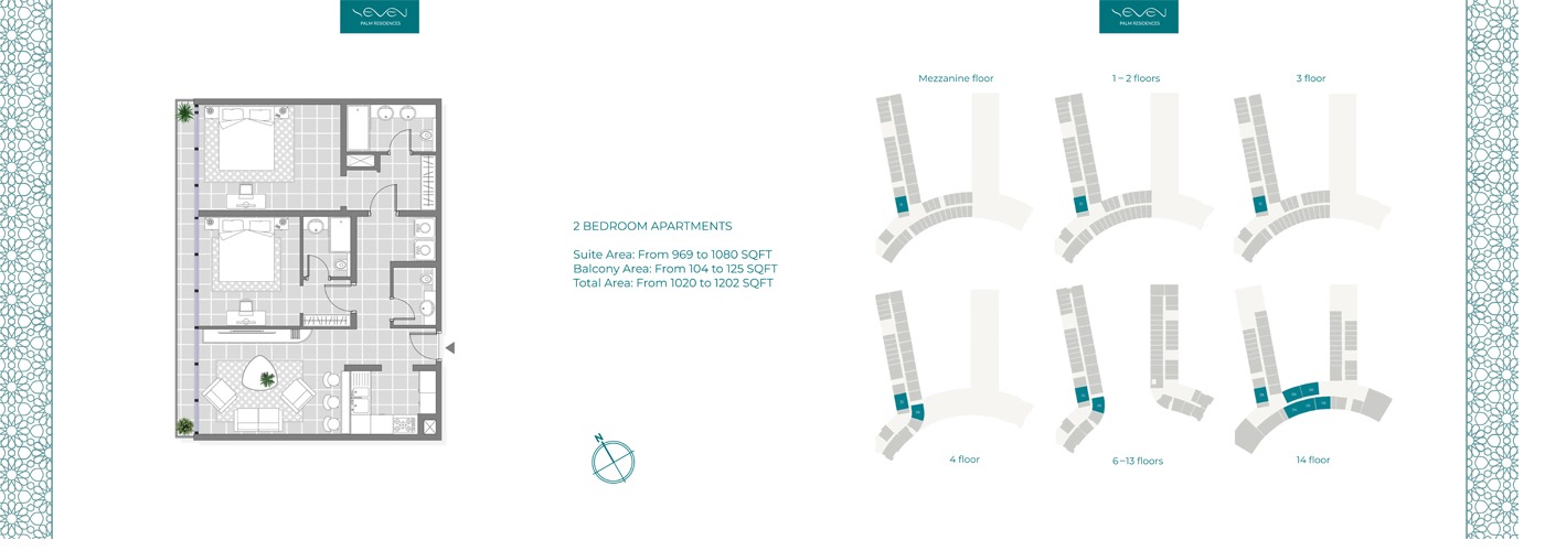 Seven Palm Residences 2 Beds Layout