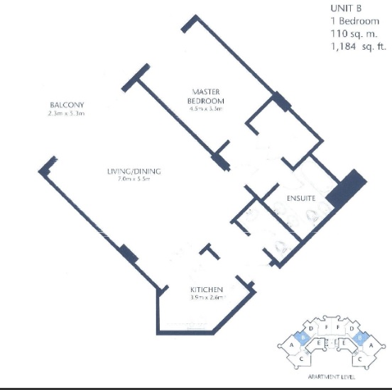 Shoreline Apartments Al Tamr 1 Bed Layout