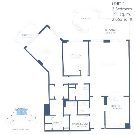 Shoreline Apartments Al Tamr 2 Beds Layout