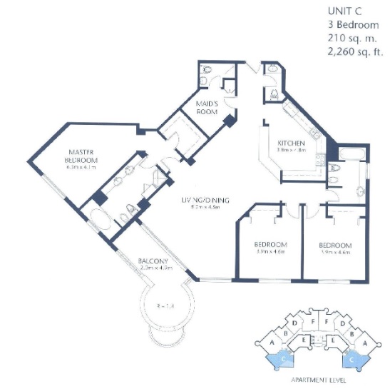 Shoreline Apartments Al Tamr 3 Beds Layout