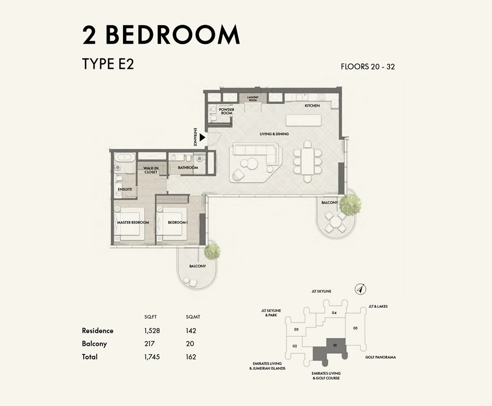 Signature W Residences 2 Beds Layout