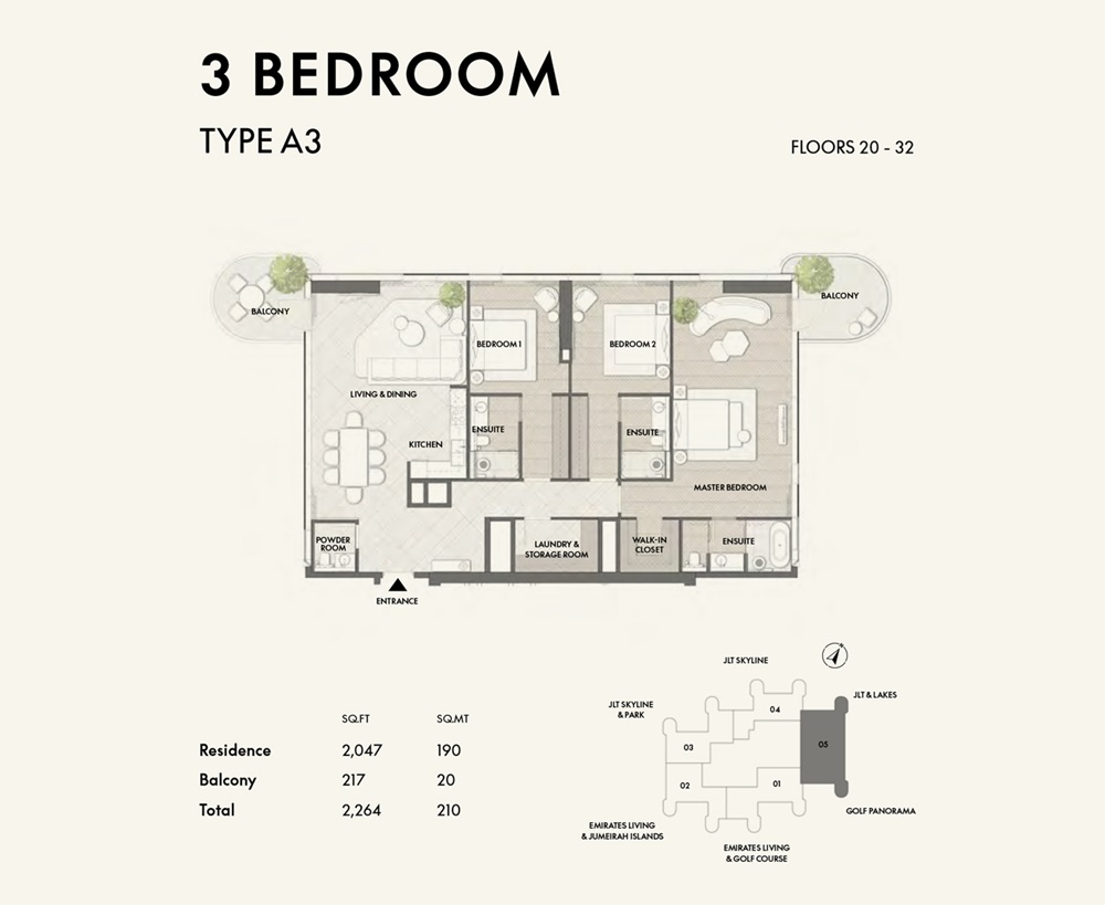 Signature W Residences 3 Beds Layout