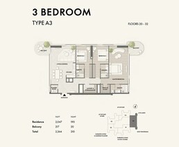 3 Beds 2264 Sq. Ft. Apartment in Signature W Residences