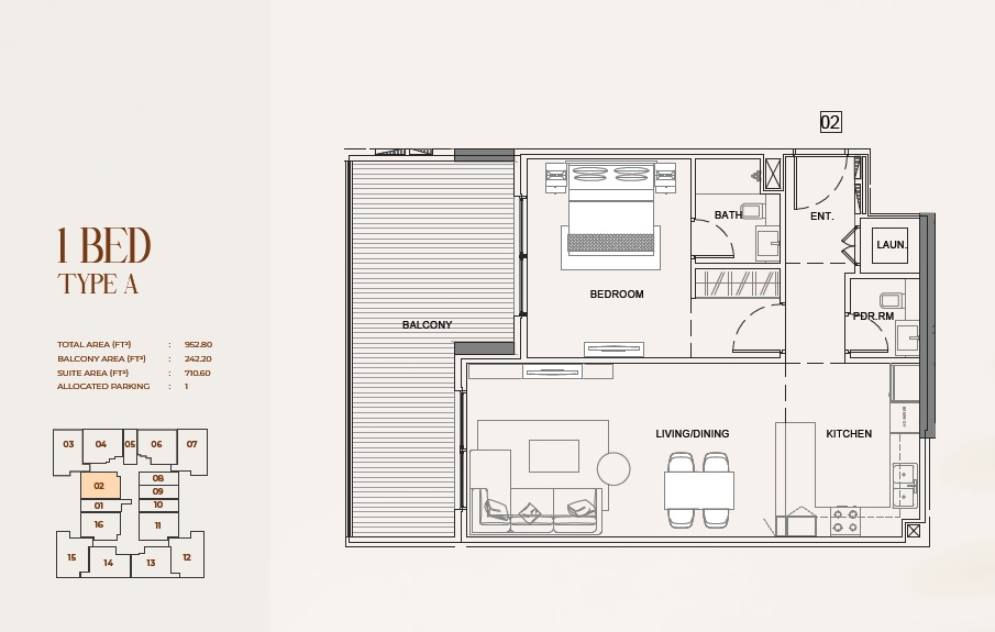 Sikanta Myra Residences 1 Bed Layout