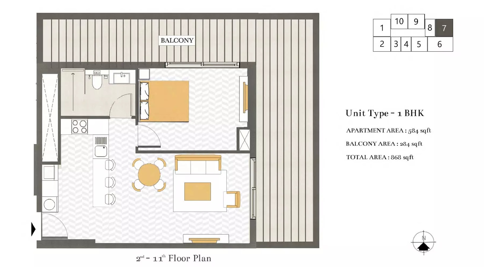 Skyland Ashwood Residences 1 Bed Layout