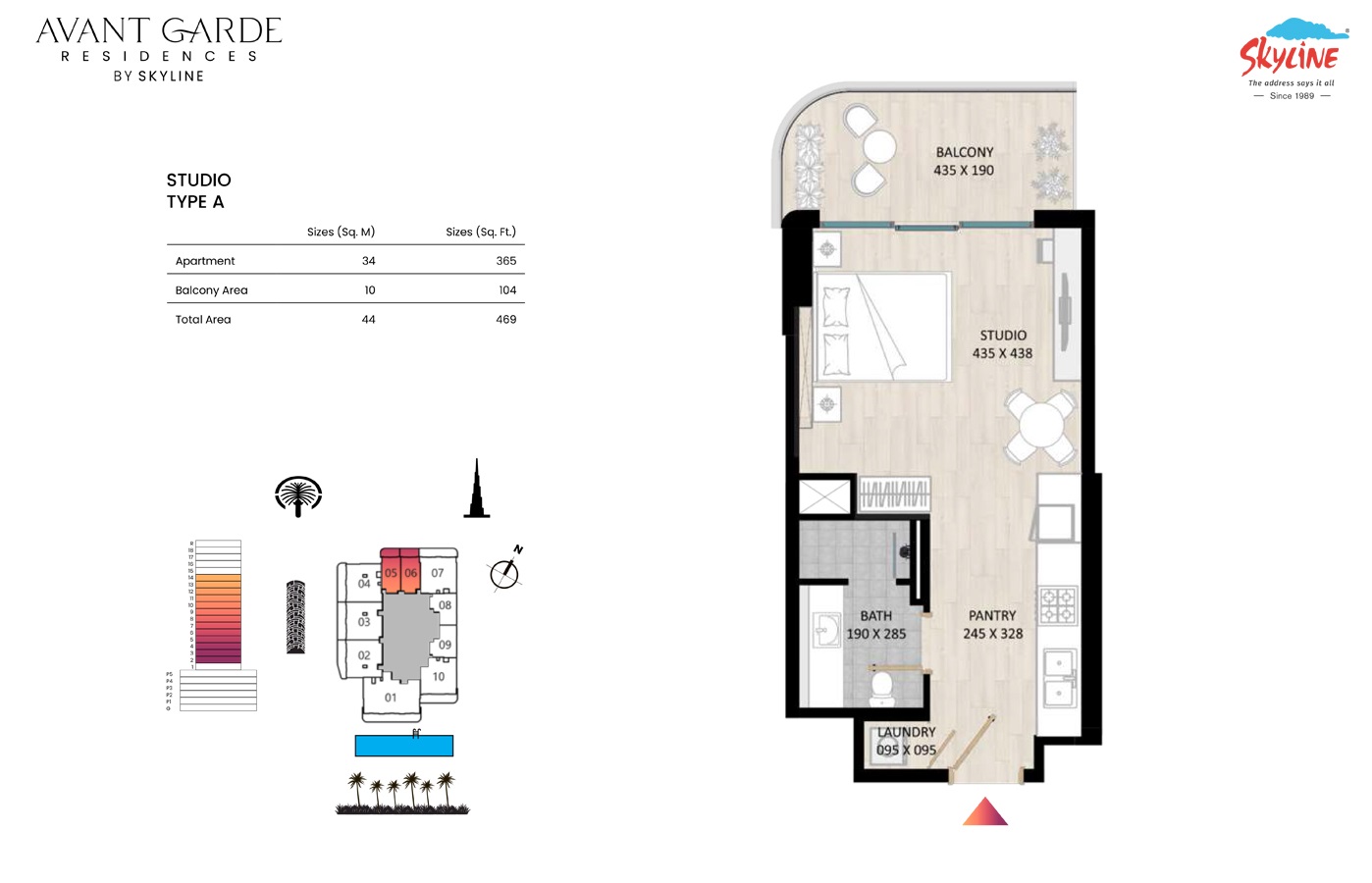Skyline Avant Garde Residences Studio Layout