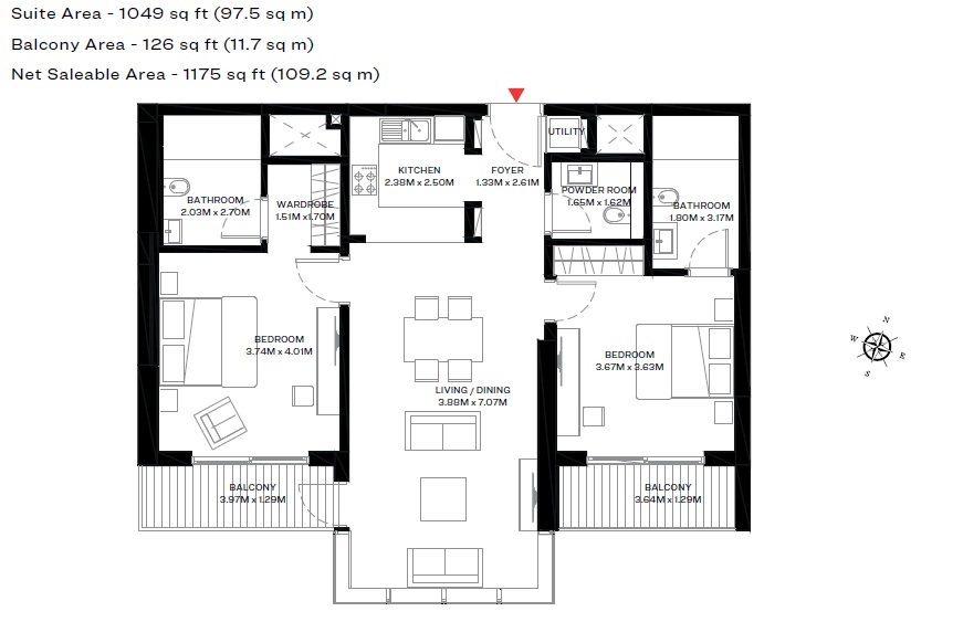 2 Beds 1175 Sq. Ft. Apartment in Sobha One Park Avenue