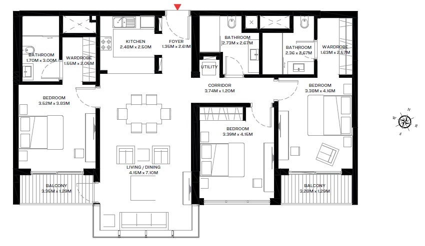 3 Beds 1470 Sq. Ft. Apartment in Sobha One Park Avenue