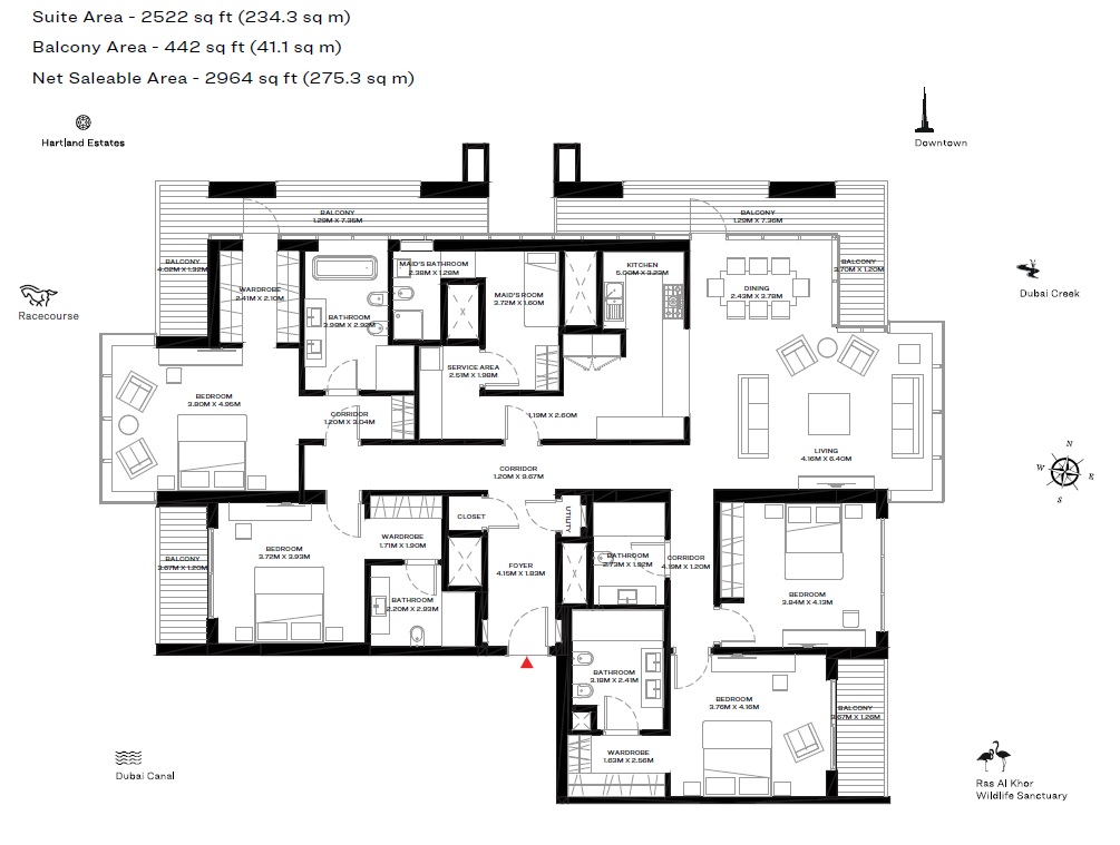 4 Beds 2964 Sq. Ft. Apartment in Sobha One Park Avenue