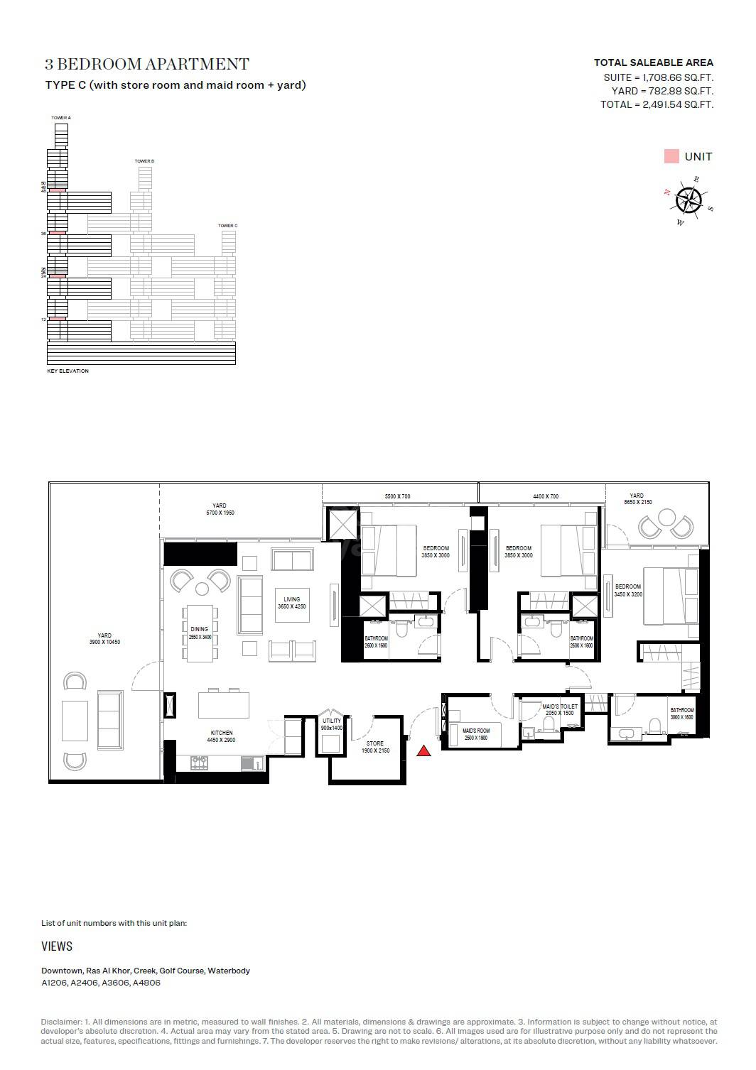 3 Beds 2491 Sq. Ft. Apartment in Sobha One Residences