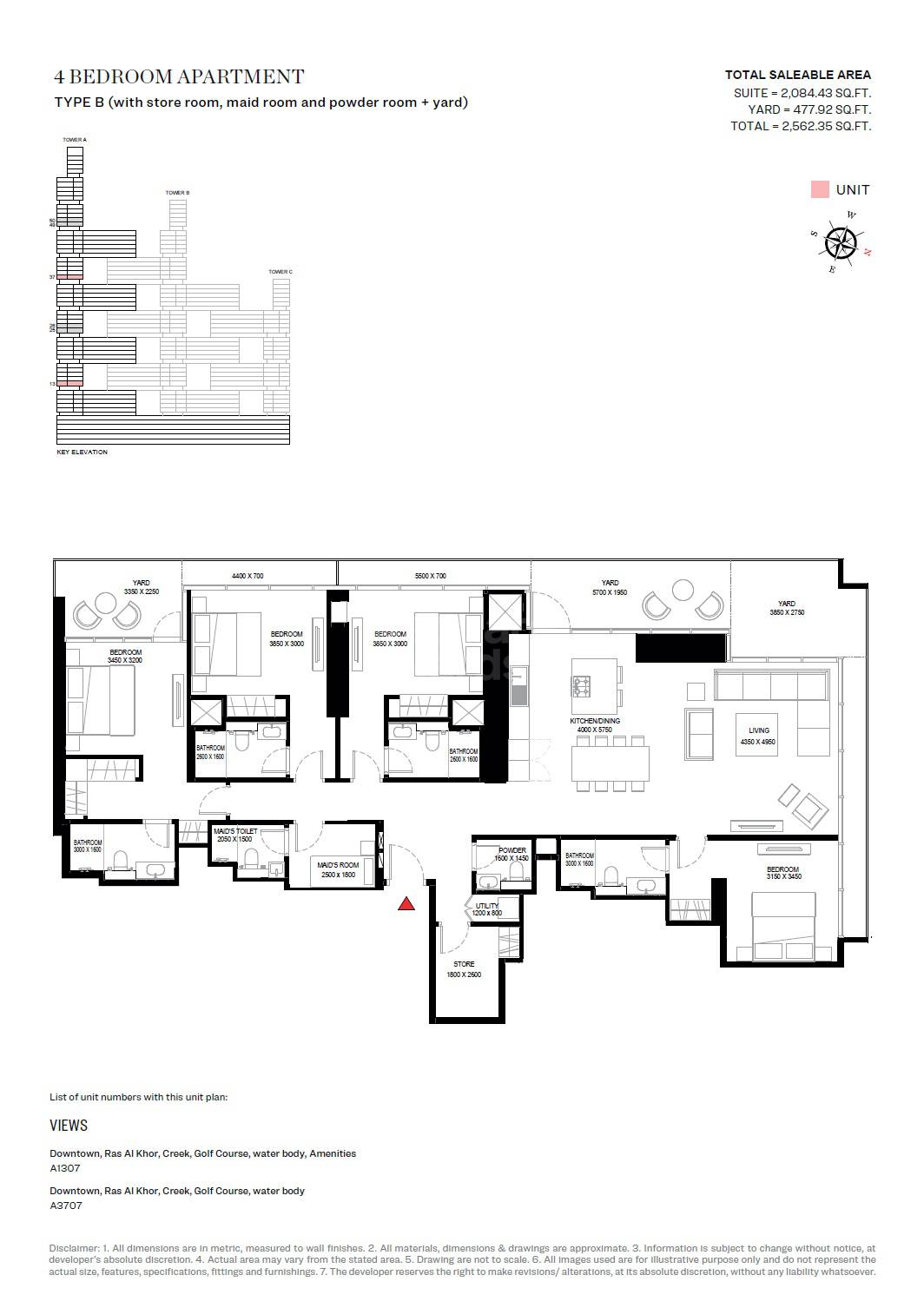 4 Beds 2562 Sq. Ft. Apartment in Sobha One Residences