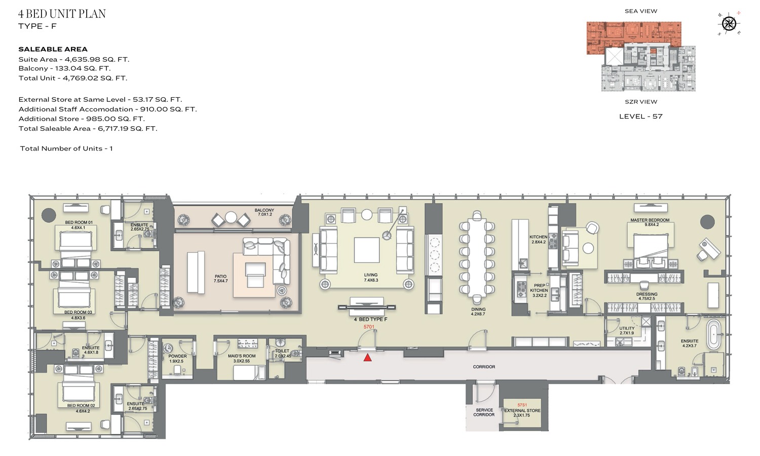 4 Beds 6717 Sq. Ft. Apartment in Sobha Signature Tower