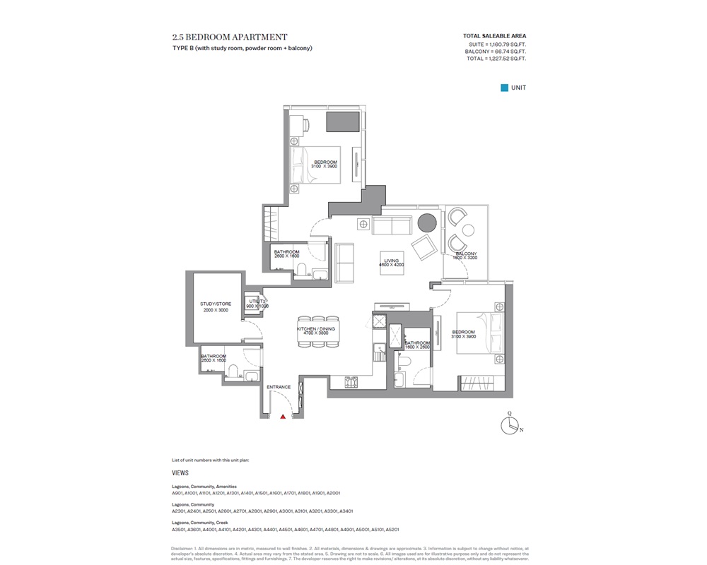 2 Beds 1227 Sq. Ft. Apartment in Sobha Skyscape Altius