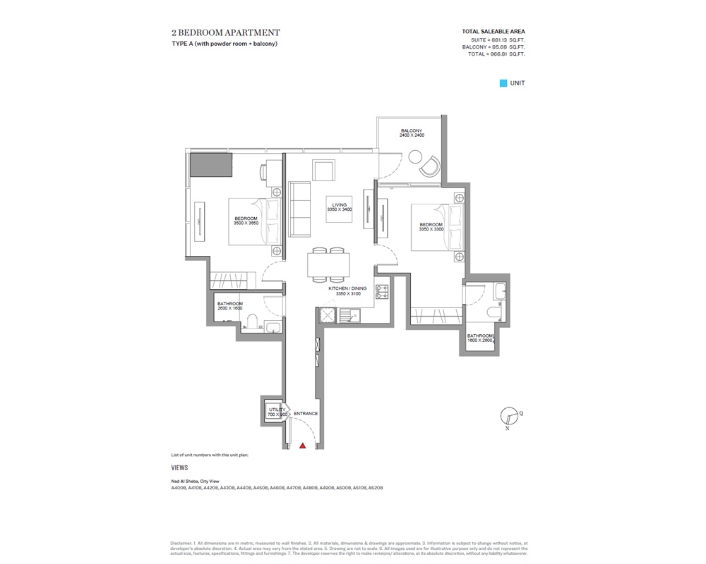 2 Beds 967 Sq. Ft. Apartment in Sobha Skyscape Altius
