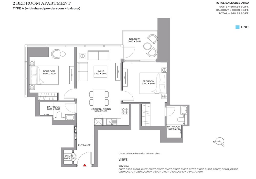 2 Beds 940 Sq. Ft. Apartment in Sobha Skyscape Aura