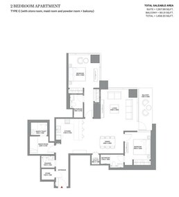 2 Beds 1458 Sq. Ft. Apartment in Sobha Skyscape Avenue