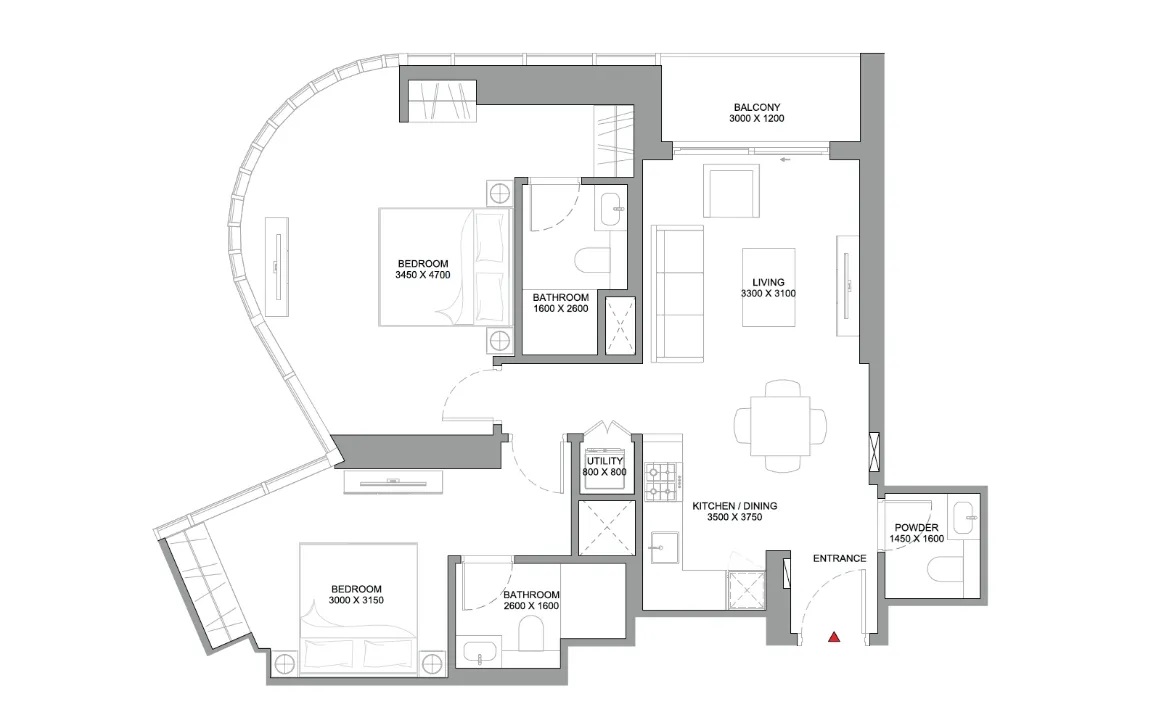 2 Beds 973 Sq. Ft. Apartment in Sobha Skyvue Spectra