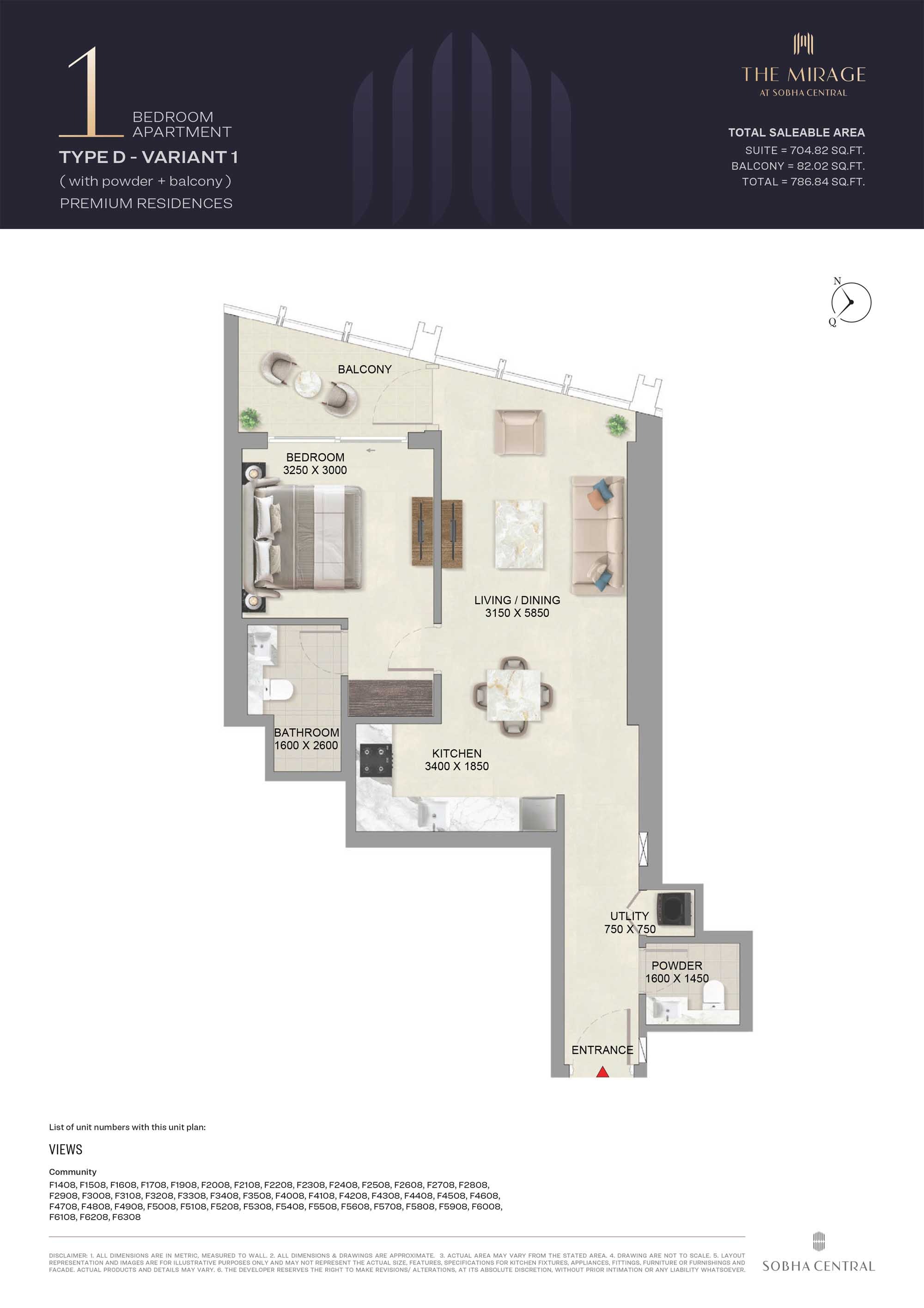 1 Bed 786 Sq. Ft. Apartment in Sobha The Mirage