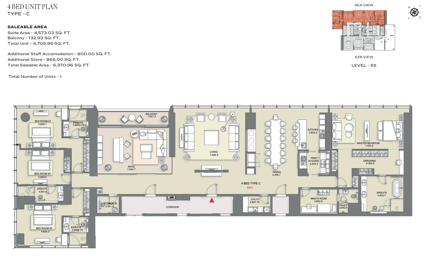4 Beds 4705 Sq. Ft. Apartment in Sobha The S Tower