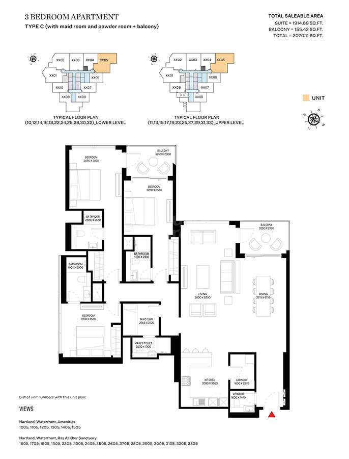 3 Beds 2070 Sq. Ft. Apartment in Sobha Waves Opulence
