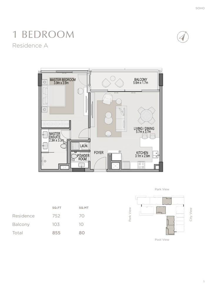 Soho The Berkeley 1 Bed Layout