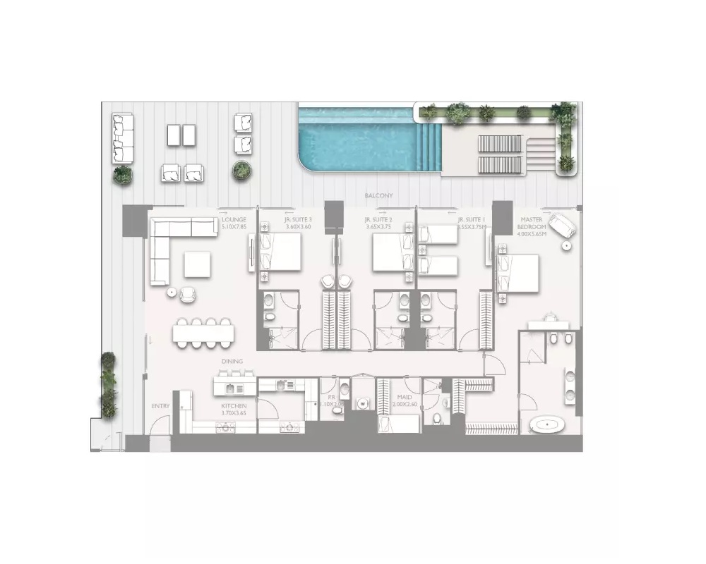 4 Beds 3816 Sq. Ft. Apartment in SOL Fairmont Residences Solara Tower