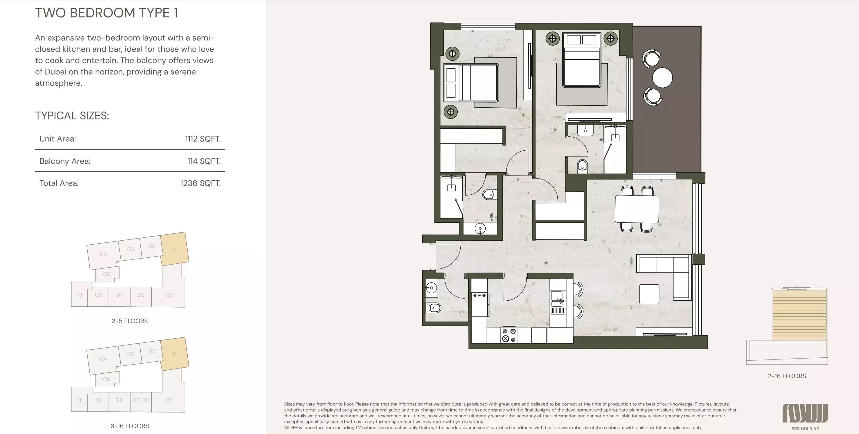 2 Beds 1236 Sq. Ft. Apartment in SRG Aria Heights